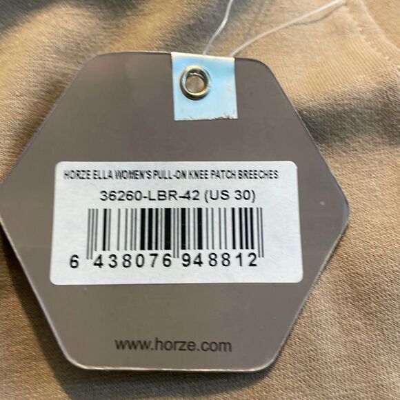 Horze Equinavia Ella Breeches Riding Pants Tan Pull-On Knee Patch Comfortable Wa - Picture 7 of 10